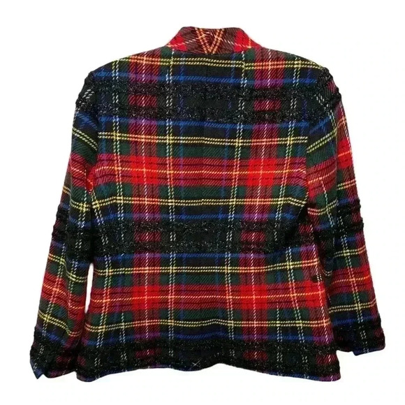 Blazer j crew Tartan Blazer  In Black Red Multi Plaid Pattern Christmas style  s - Picture 17 of 17